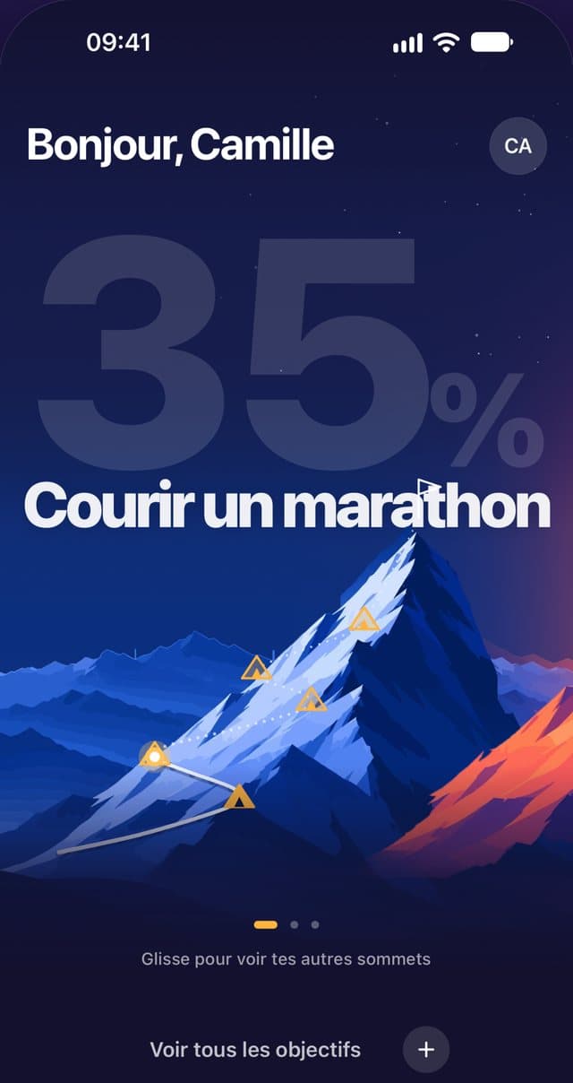 Accueil : « Courir un marathon » à 35 %.